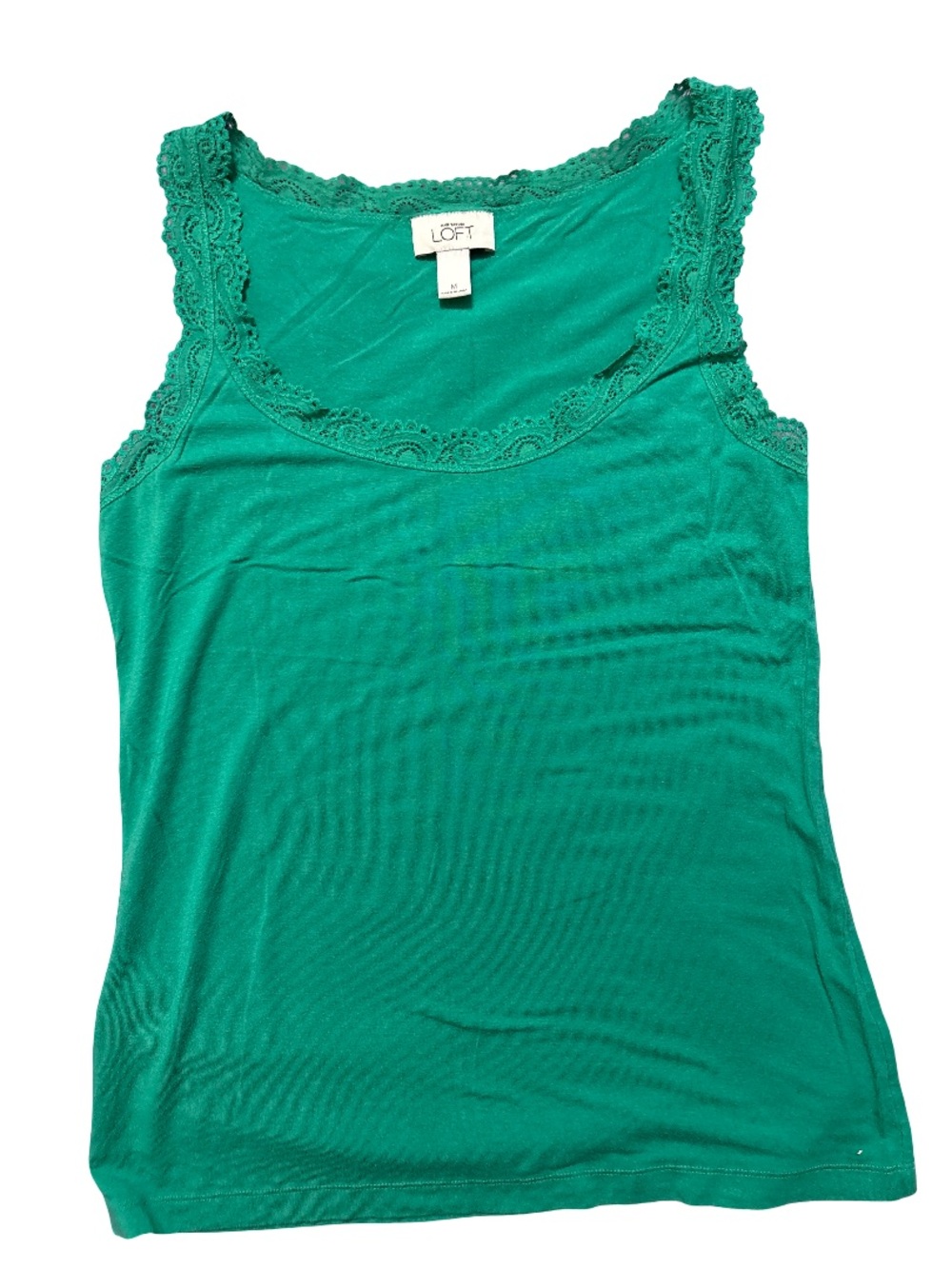 LOFT Teal Lace-Trim Scoop Neck Tank